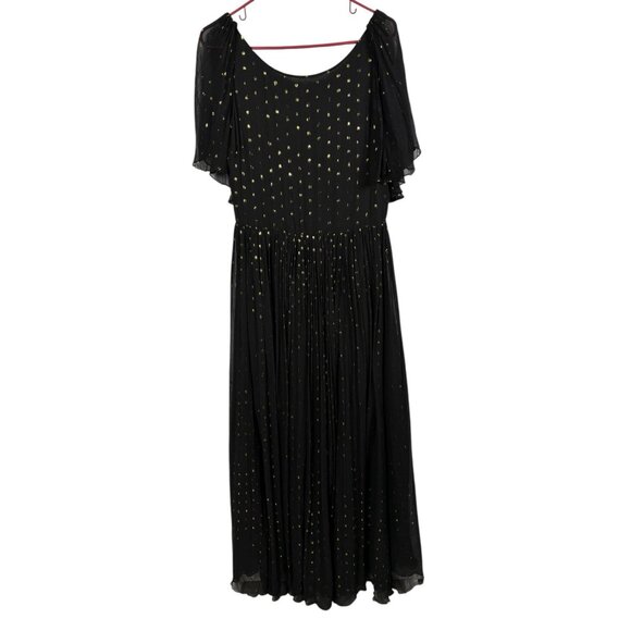 Rebecca Minkoff Gown Womens 10 Silk Gold Dot Ethereal Black Quiet Luxury NY Eve - Picture 5 of 11